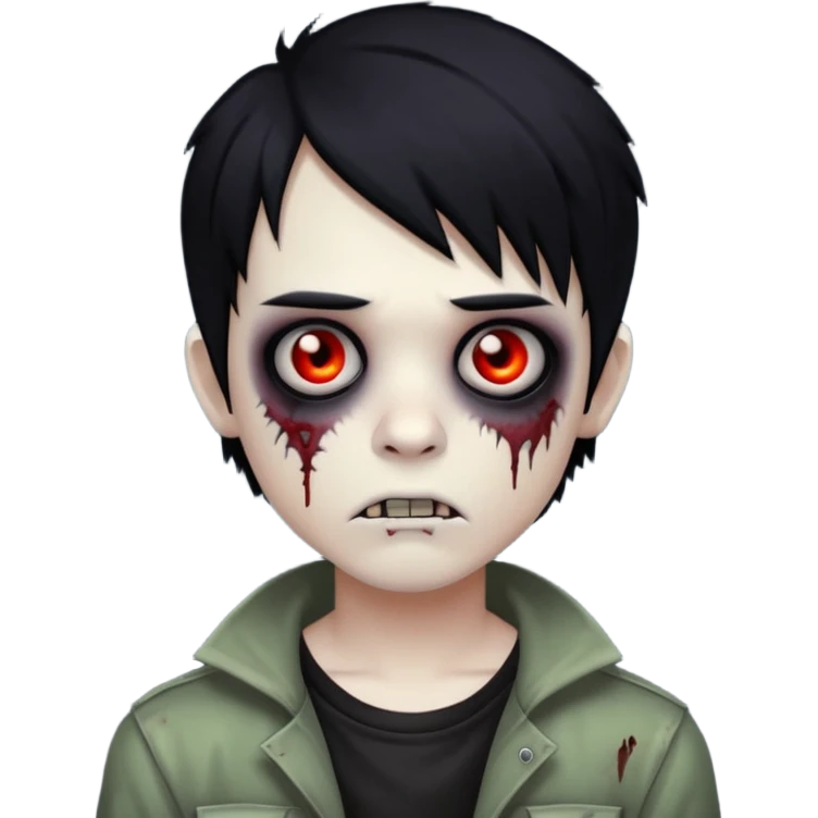 boy zombie with black hair emo emoji