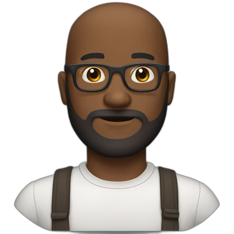 A bald brown guy thick beard wearing glasses dark skin emoji