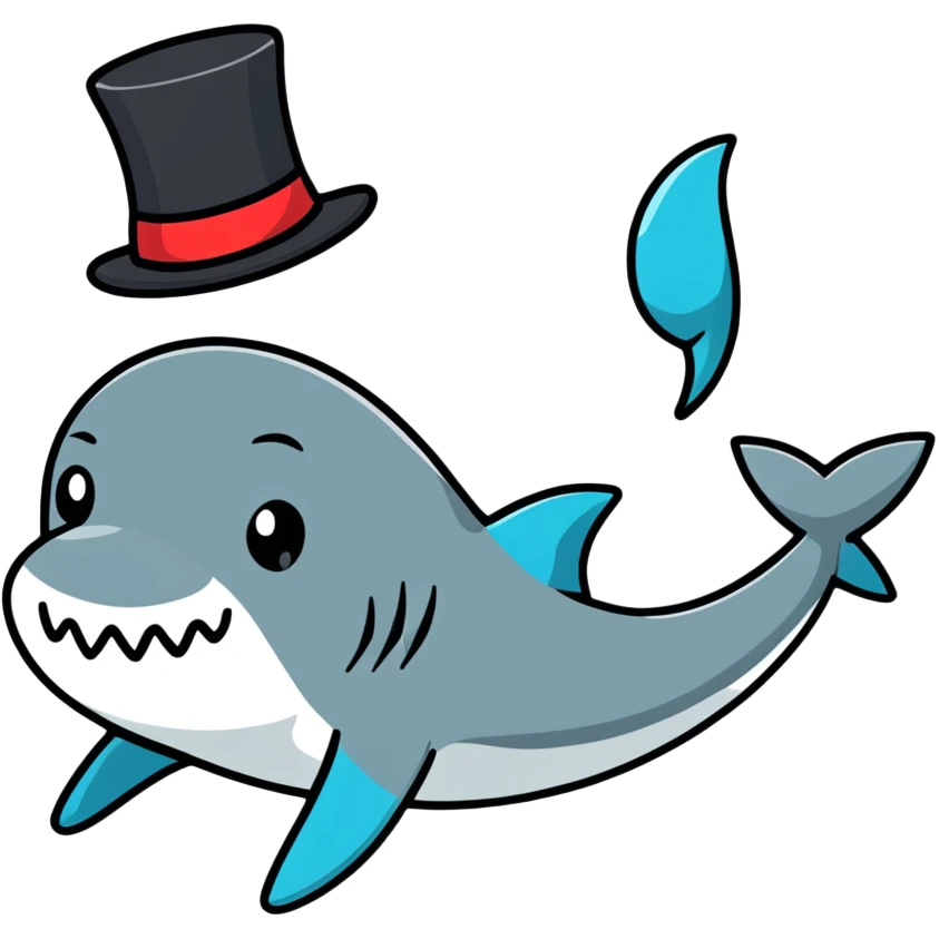 Shark with a top hat emoji