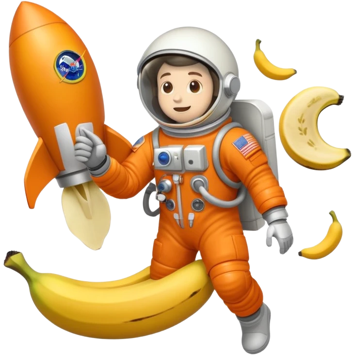 Astronaut on the moon, rocket slipped on banana peel  emoji