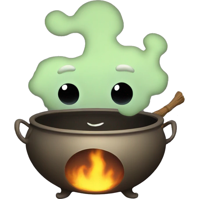Cauldron with cute face emoji