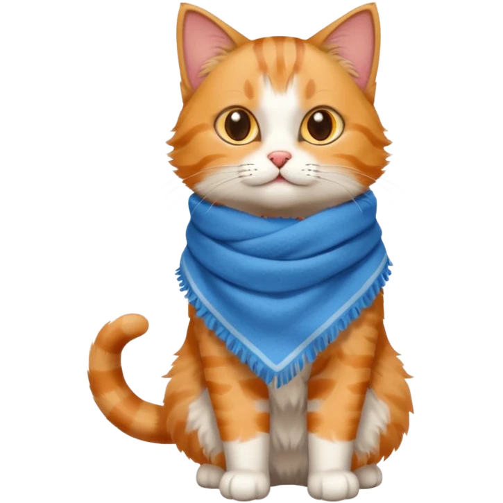 Cat wear a blue scarf, full body emoji