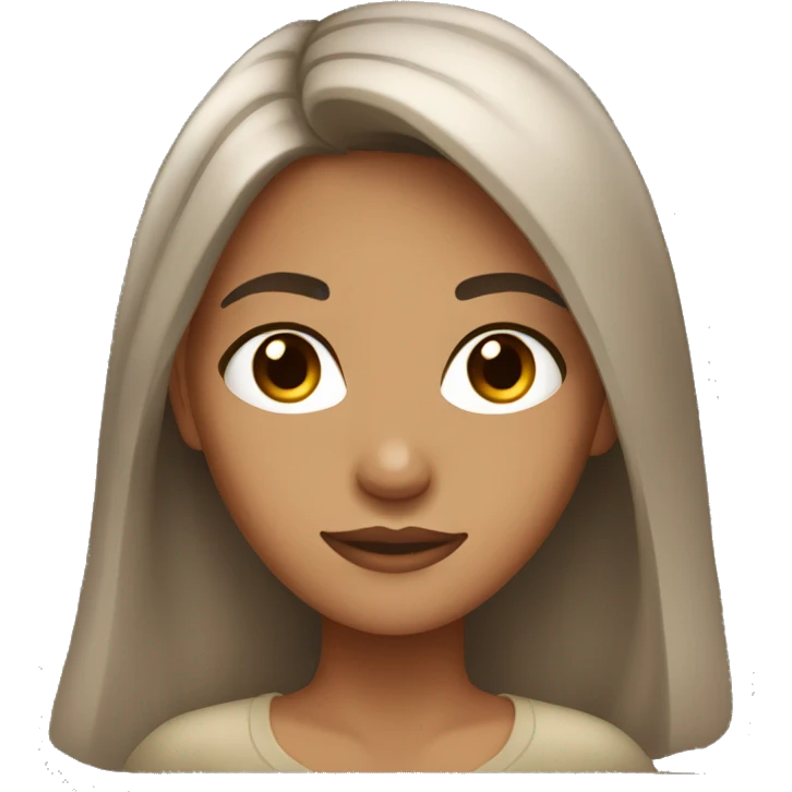 girl with dark long brown hair and tan skin with dark brown eyes  emoji