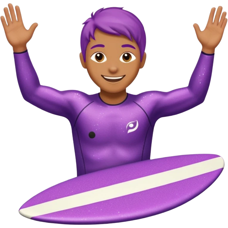 glitter purple cian happy surf emoji