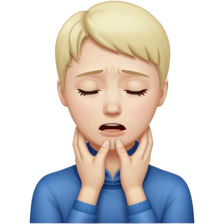 Sobbing face with hands on neck emoji