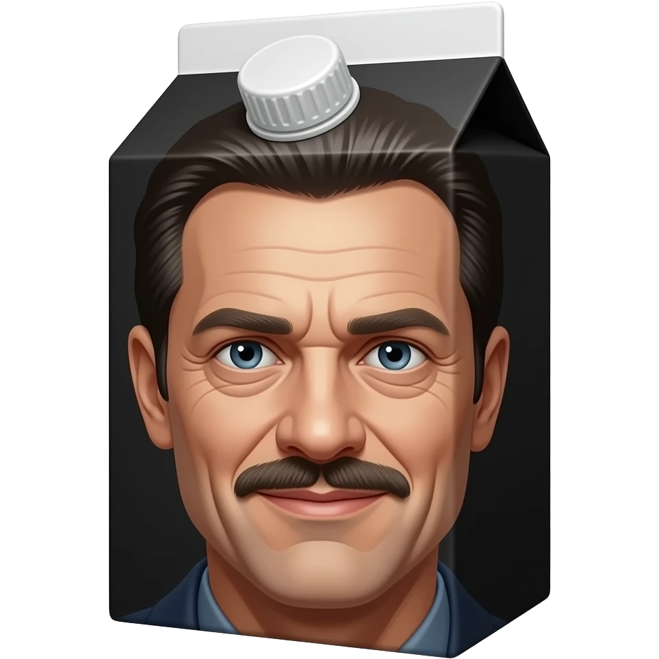 Juice box that looks like Willem Dafoe emoji