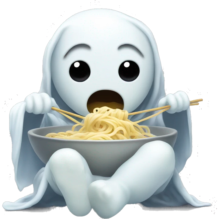 Baby ghost eating noodles emoji