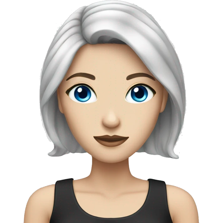 White woman with black hair and blue eyes  emoji