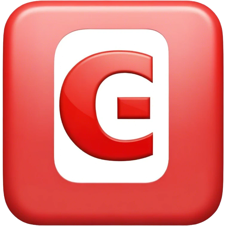 capital letter C, displayed on a red square background with rounded corners emoji