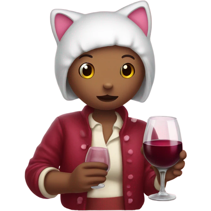 Hello Kitty drinking red wine emoji