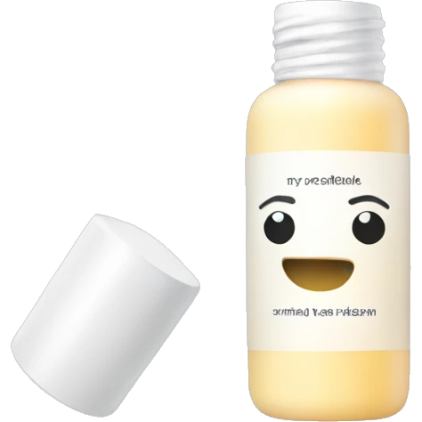 tiny facial exfoliant bottle with label emoji