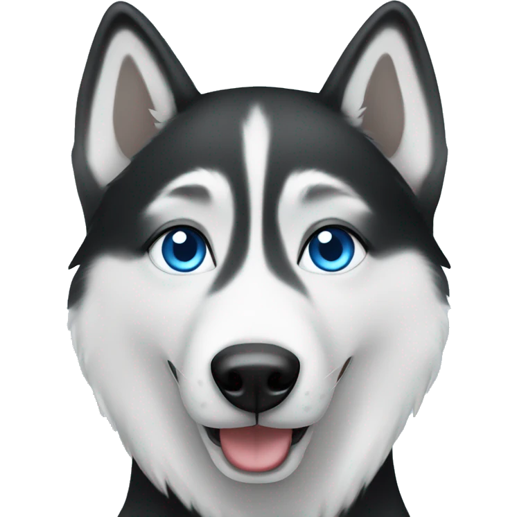 Black and white husky with blue eyes emoji