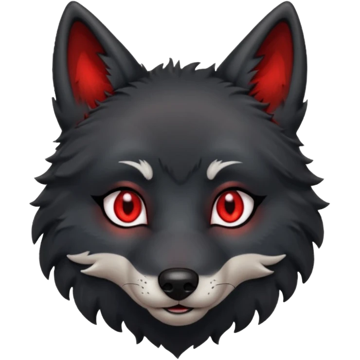 cute black wolf with red eyes emoji