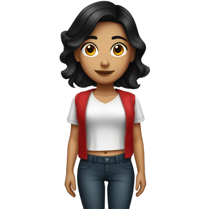 Mexican girl with black hair and red highlights  emoji