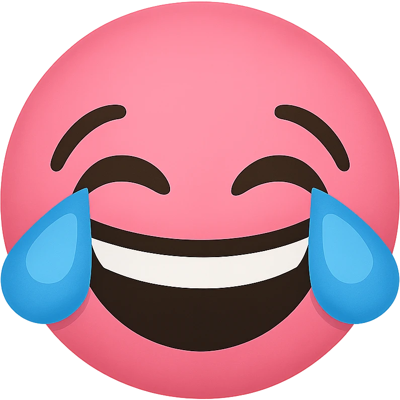 pink face with laughing expression emoji, digital illustration emoji