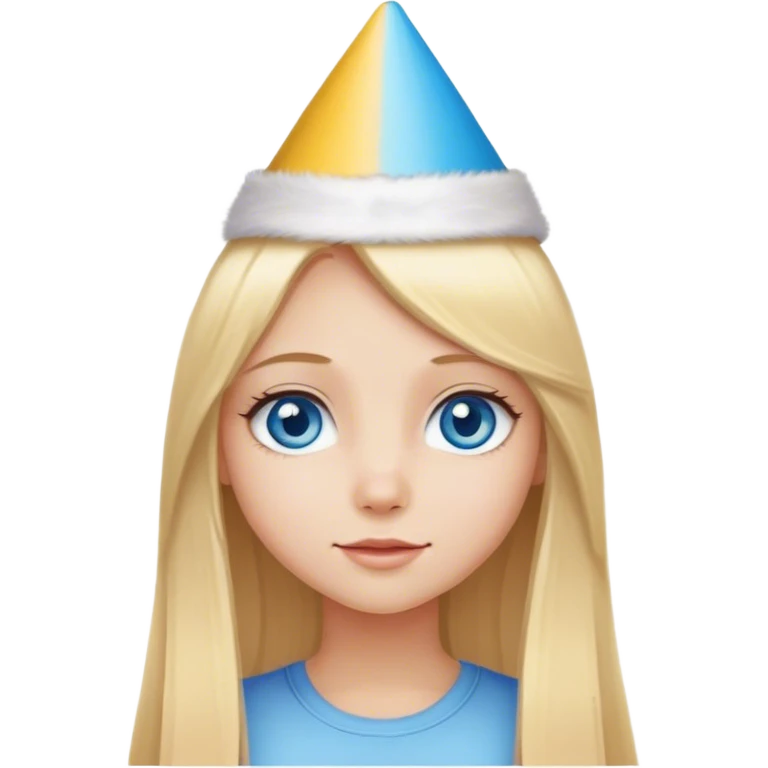 Blonde girl long straight hair blue eyes birthday emoji