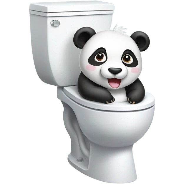 Panda in a toilet with pig tails emoji