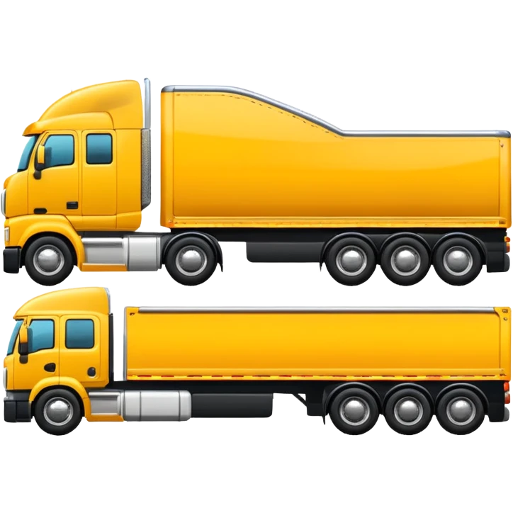 yellow sleeper semi truck with flat bed semi trailer emoji