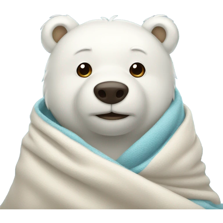 white bear cozy in blanket emoji