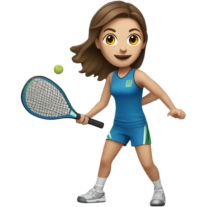 Caucasian girl with brown hair playing Pickleball emoji