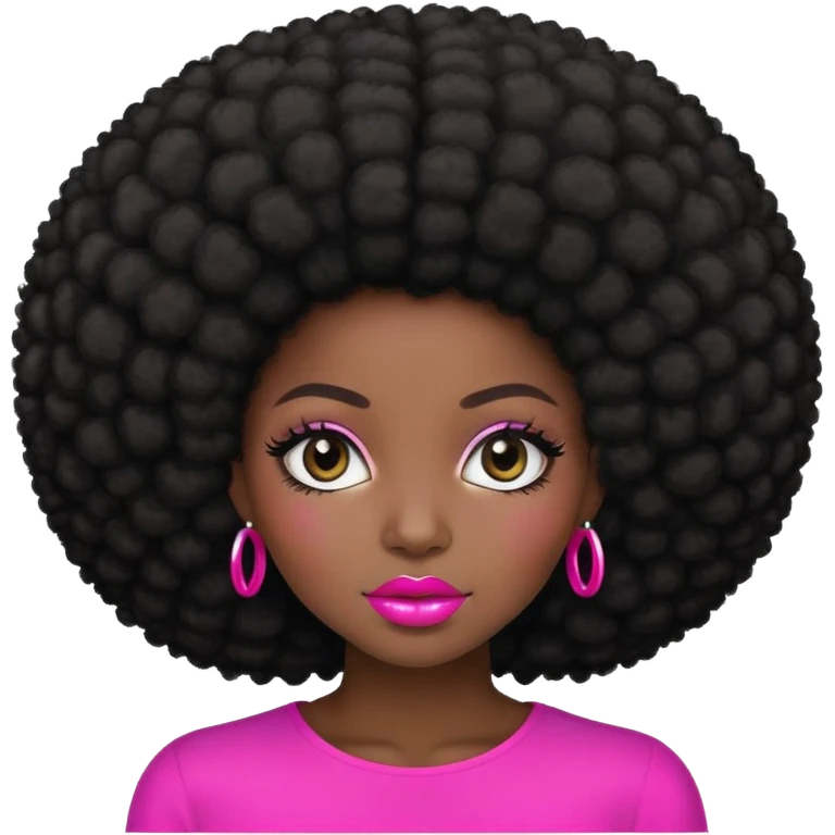 Black girl with Afro hair pink lips  emoji