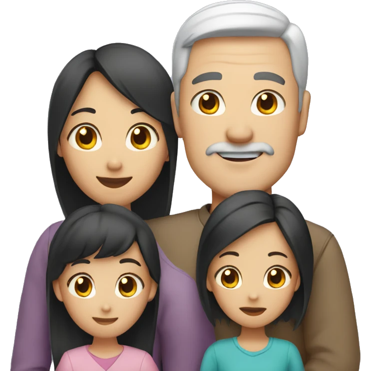 family 2 white dads and 2 asian daughters emoji
