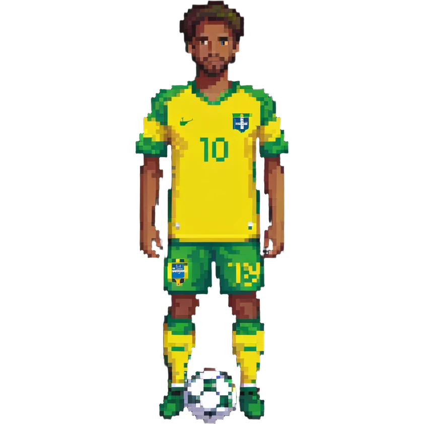 man wearing Brazilian soccer jersey, yellow and green colors emoji