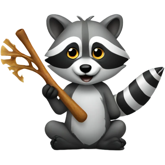 Raccoon holding fishbone emoji