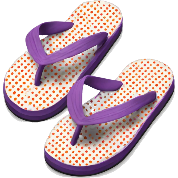 Realistic pair of polka dot summer flip flops isolated. emoji