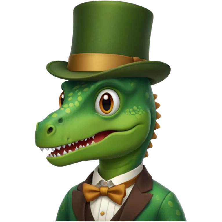 Dinosaur with a top hat emoji
