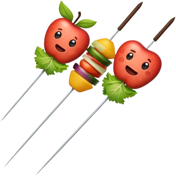 minimalist iOS style Apple emoji of a skewer of meat and vegetables emoji