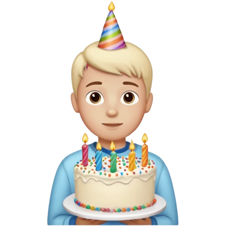 boy with birthday cake without the candles emoji