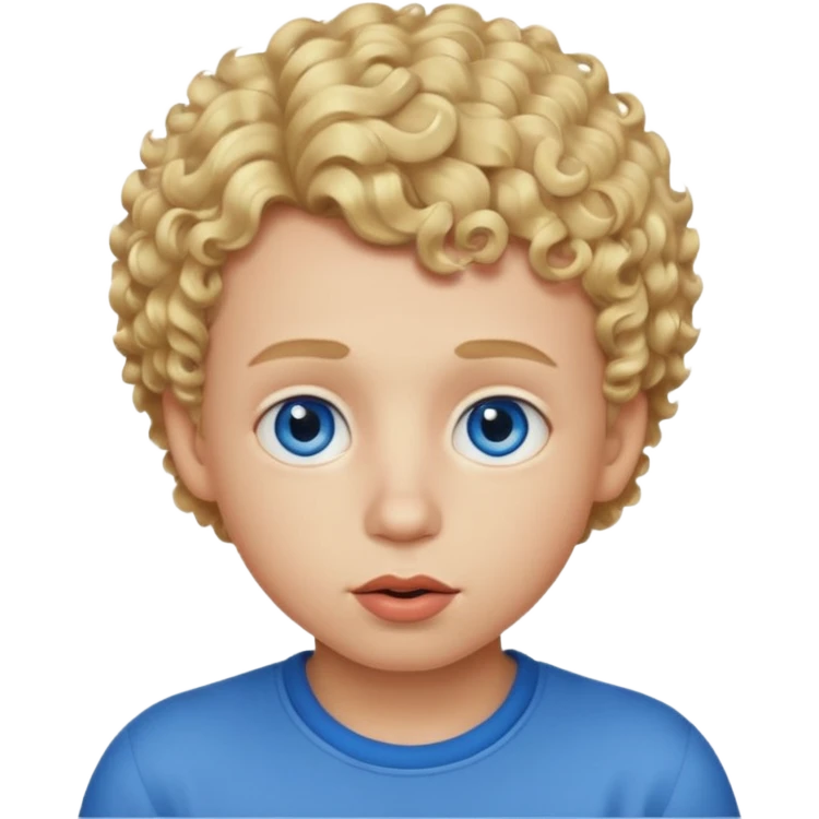 Boy, short blonde curly hair, big lips, blue eyes  emoji