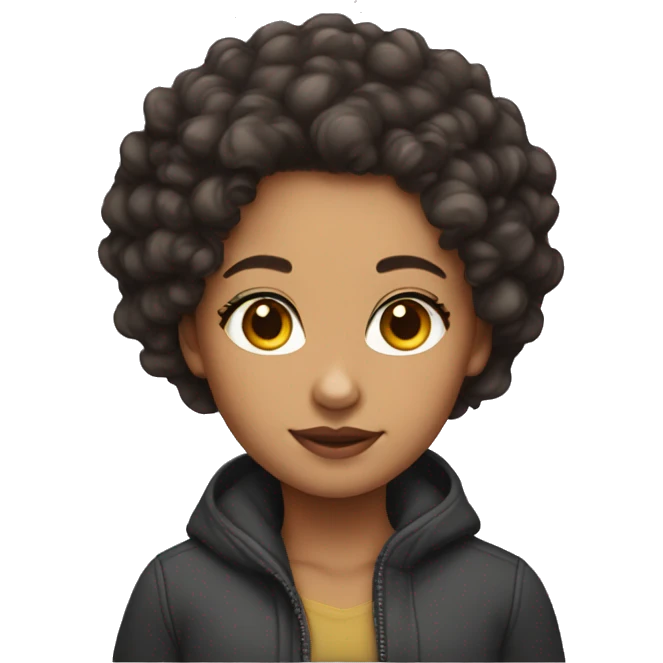 Lightskin girl with short curly hair emoji