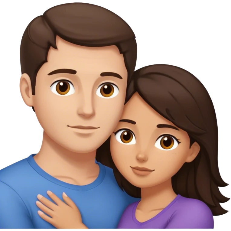 Brunette white man and brunette tan woman cuddling emoji