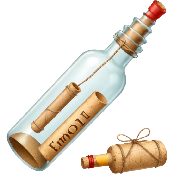 A Message Bottle, letter inside emoji