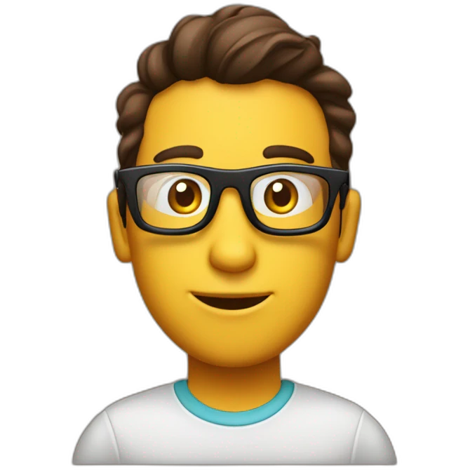 Chico pelo café con gafas sorprendido emoji