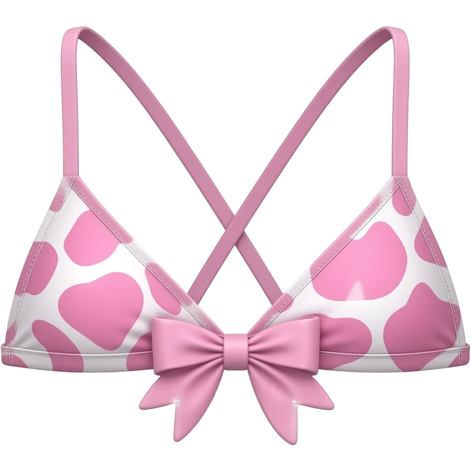 bikini with cotton-candy pink cow print emoji