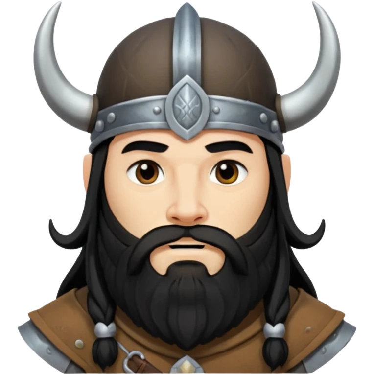 bearded Vikings with black long hair emoji