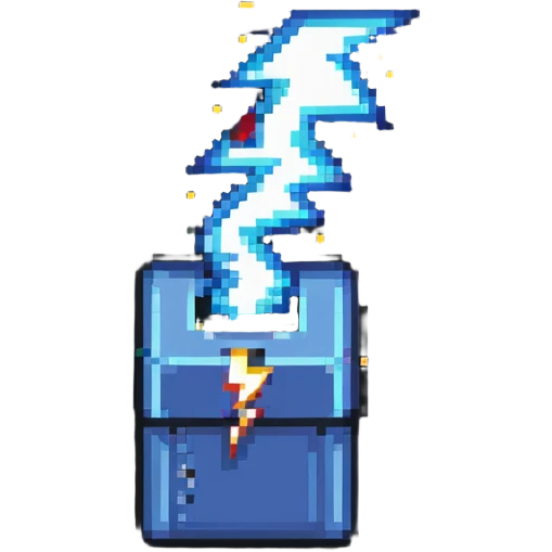 2d power up box with lightning bolt emoji