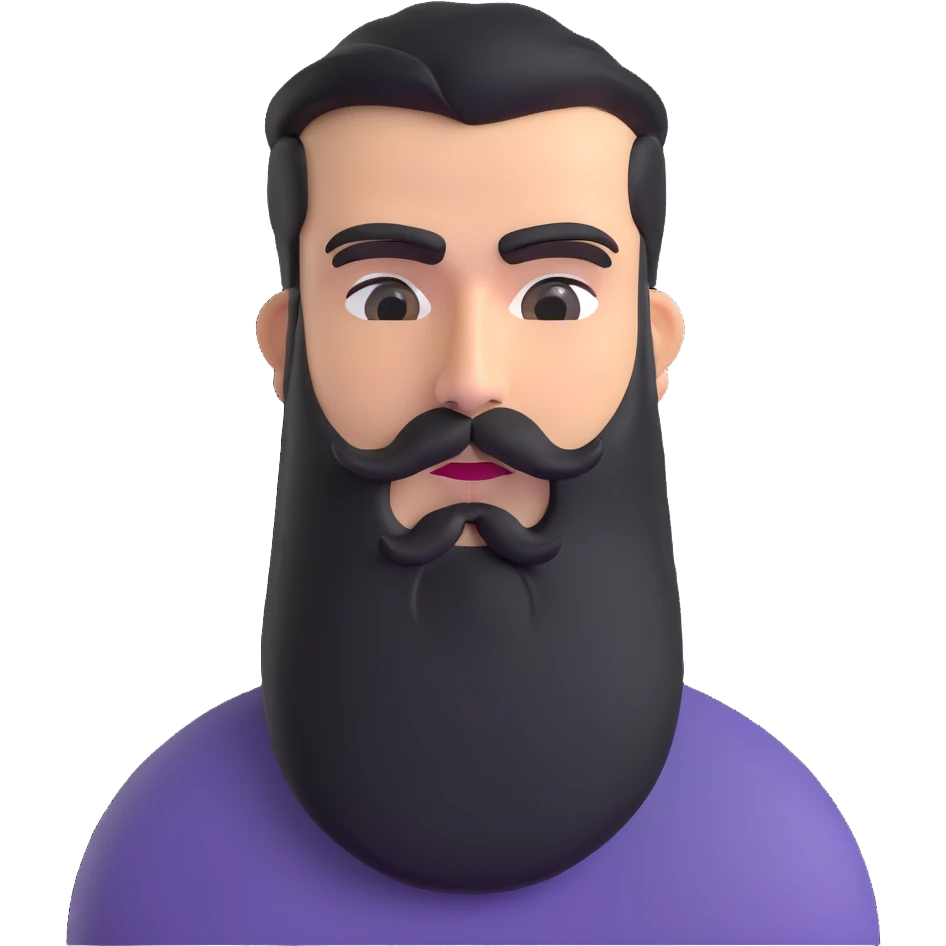 detailed 3d man with full beard and prominent unibrow emoji