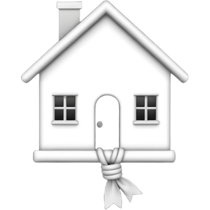 simple emoji icon of a house tied into a small knot, minimal, clean lines, single color, white background emoji