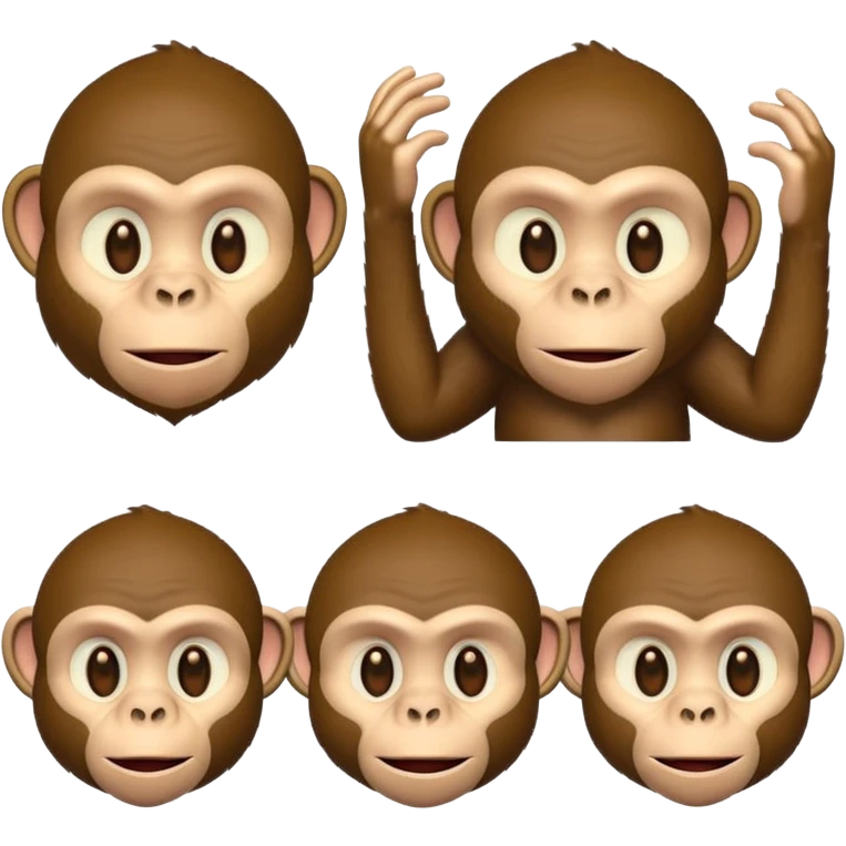evolution sequence showing ape to monkey to man, emoji style, simple and clear emoji