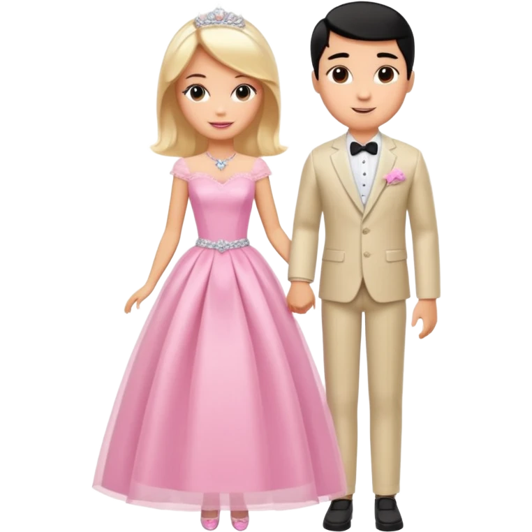 pretty light blonde girl barbie wedding to boy nerd with short black hair and tan skin emoji