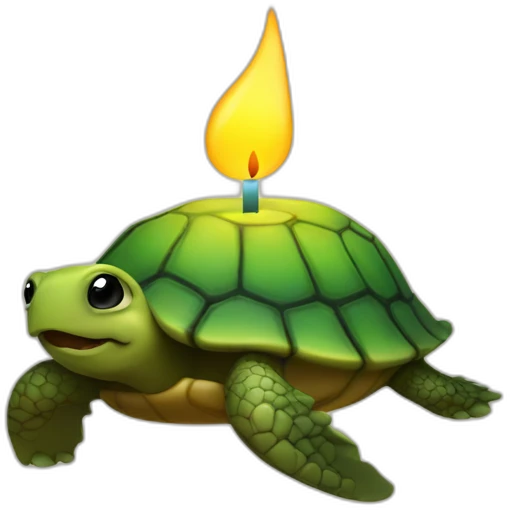 a turtle on of a lit candle emoji