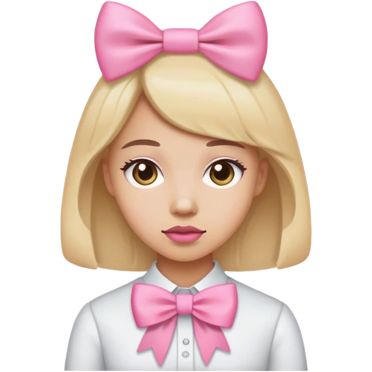 chick with a pink bow on it  emoji