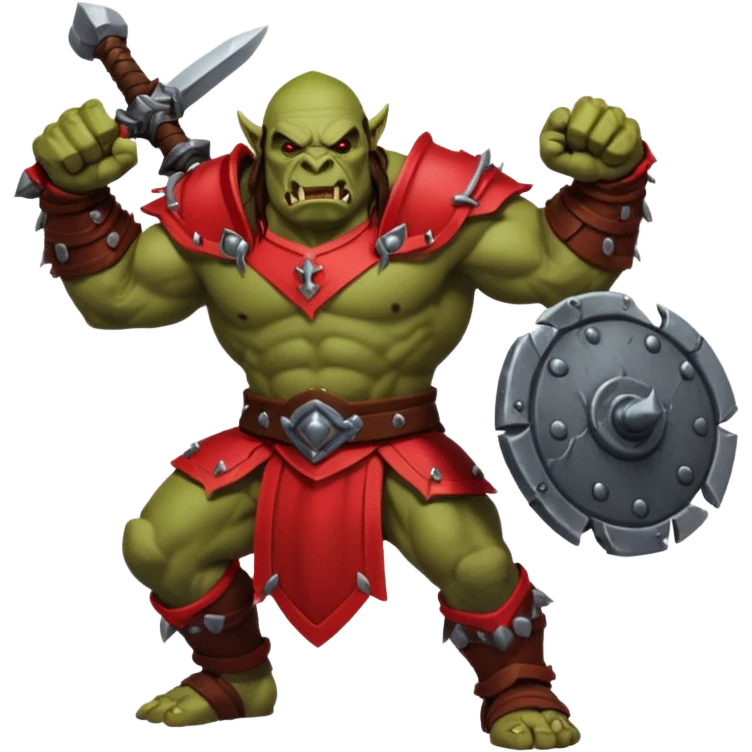 2 orcs with red armor in battle pose emoji