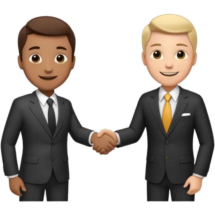 2 business people ahnd shaking close to the camera with moeny coming out of the handshake emoji