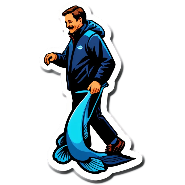 Someone walking their fish emoji