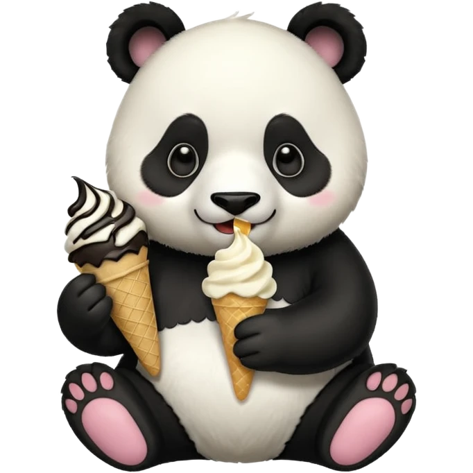 Panda eating ice cream emoji